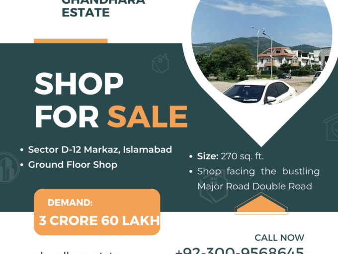 Commercial Property (Ground Floor Shop) for Sale in Sector D-12 Markaz, Islamabad