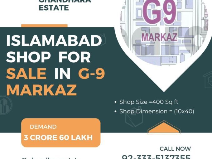 Ground Floor Shop for Sale in G-9 Markaz (Karachi Company) Islamabad
