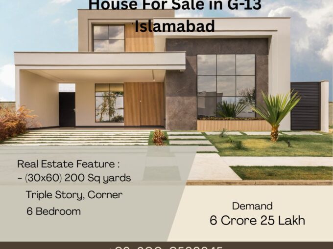 House for Sale – Prime Corner Location in G-13 Islamabad!