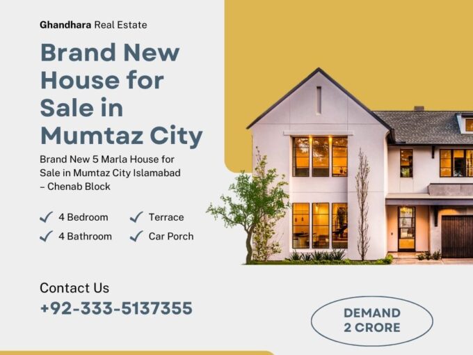 Brand New 5 Marla House for Sale in Mumtaz City Islamabad – Chenab Block