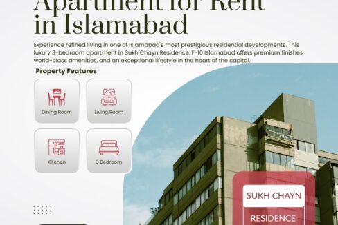 3-Bed Apartment for Rent in Sukh Chayn Residence F-10 Islamabad
