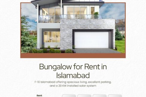Bungalow for Rent in F-10 Islamabad – 5 Bedrooms with Solar System