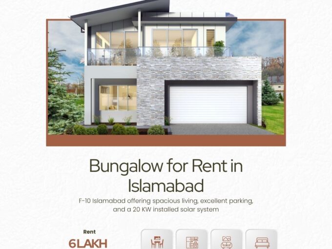 Bungalow for Rent in F-10 Islamabad – 5 Bedrooms with Solar System